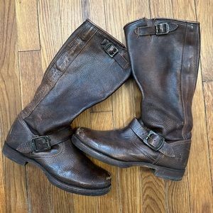 Frye Leather Motorcycle Boots Size 8 1/2 Women’s